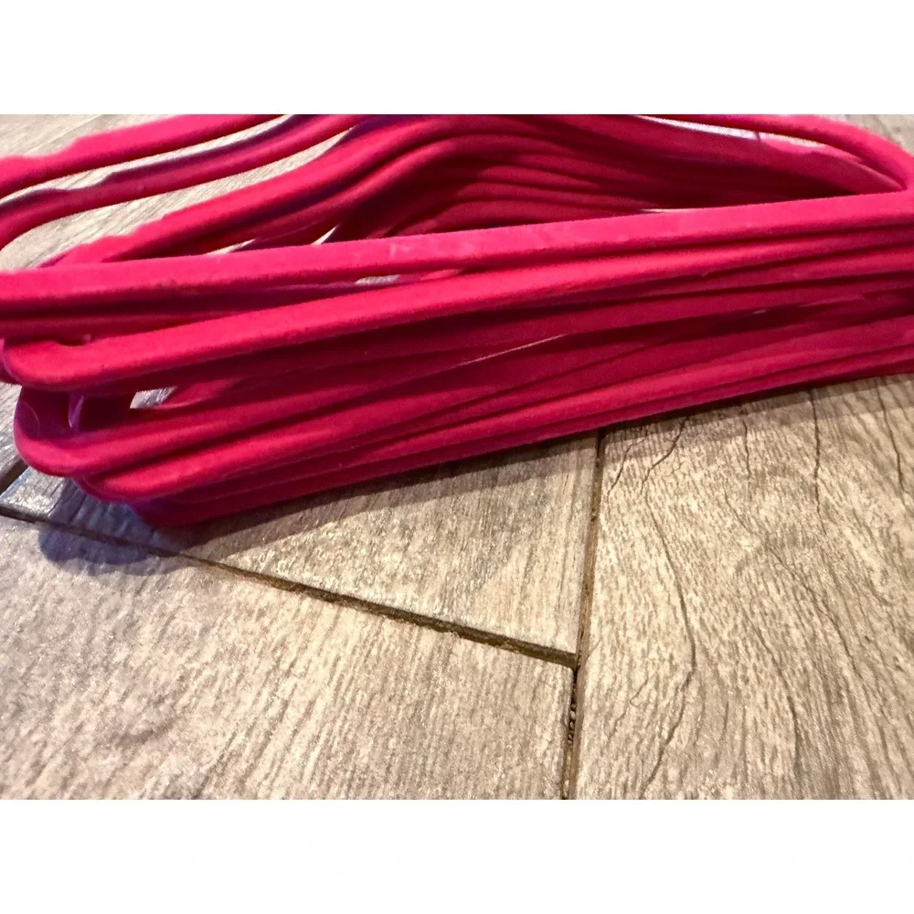 10 Pack Hot Pink Velvet Slim Non Slip Hangers Clothes Garment‎ Organizer Metal